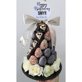 Tuxedo x Grey & White Chocolate Strawberry Rose Tower